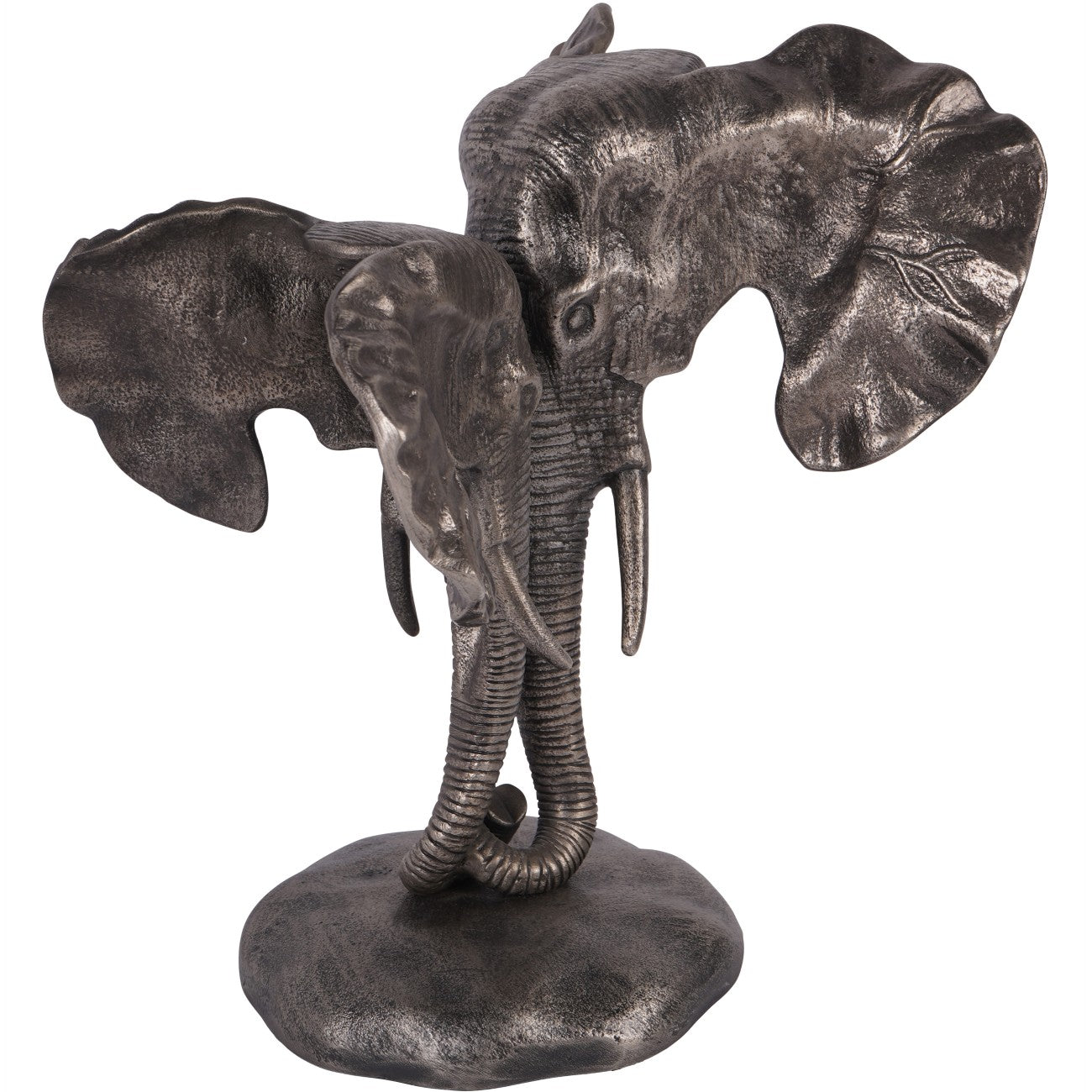 Kariba Antique Nickel Cast Aluminium Nuzzling Elephants Sculpture